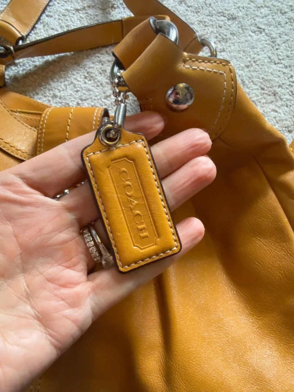Coach Mustard Yellow Leather Hobo Shoulder Bag Buckle Y2K F16073